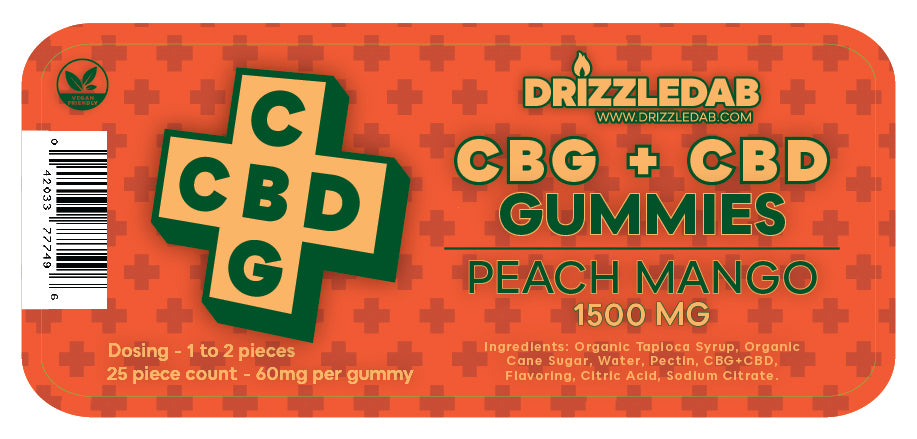 Peach Mango CBG + CBD Pectin 1500mg Gummies