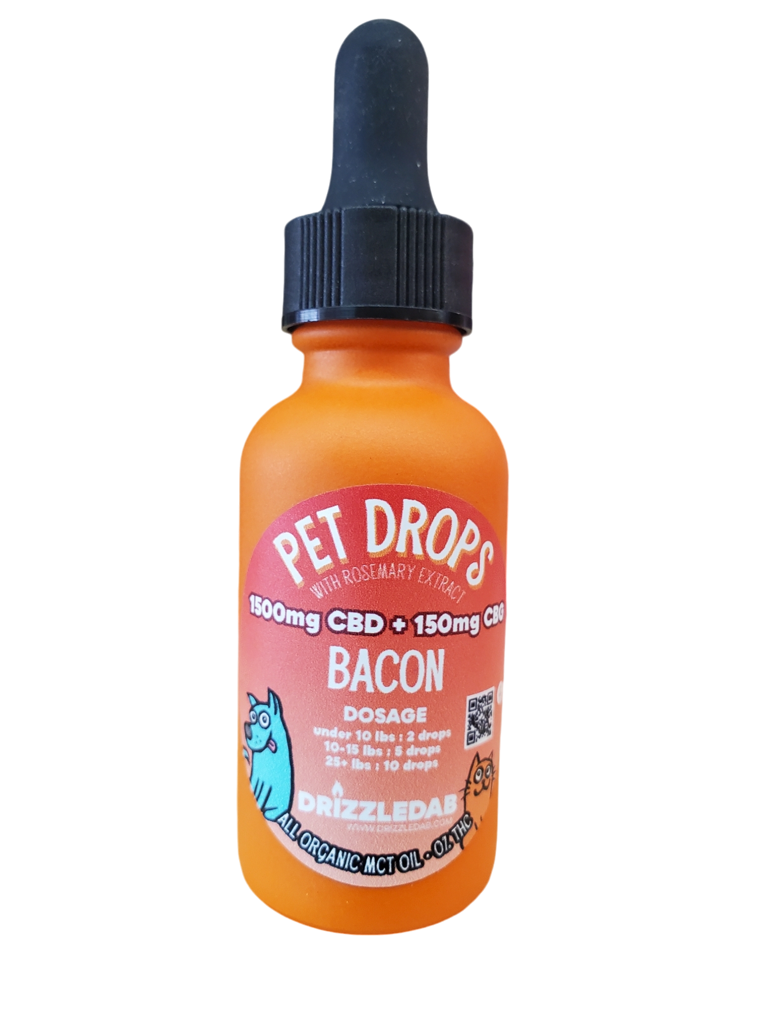 Pet Drops Bacon Flavored CBD + CBG Oral Tincture Drizzledab Pet Drops Bacon Flavored CBD + CBG Oral Tincture Drizzledab