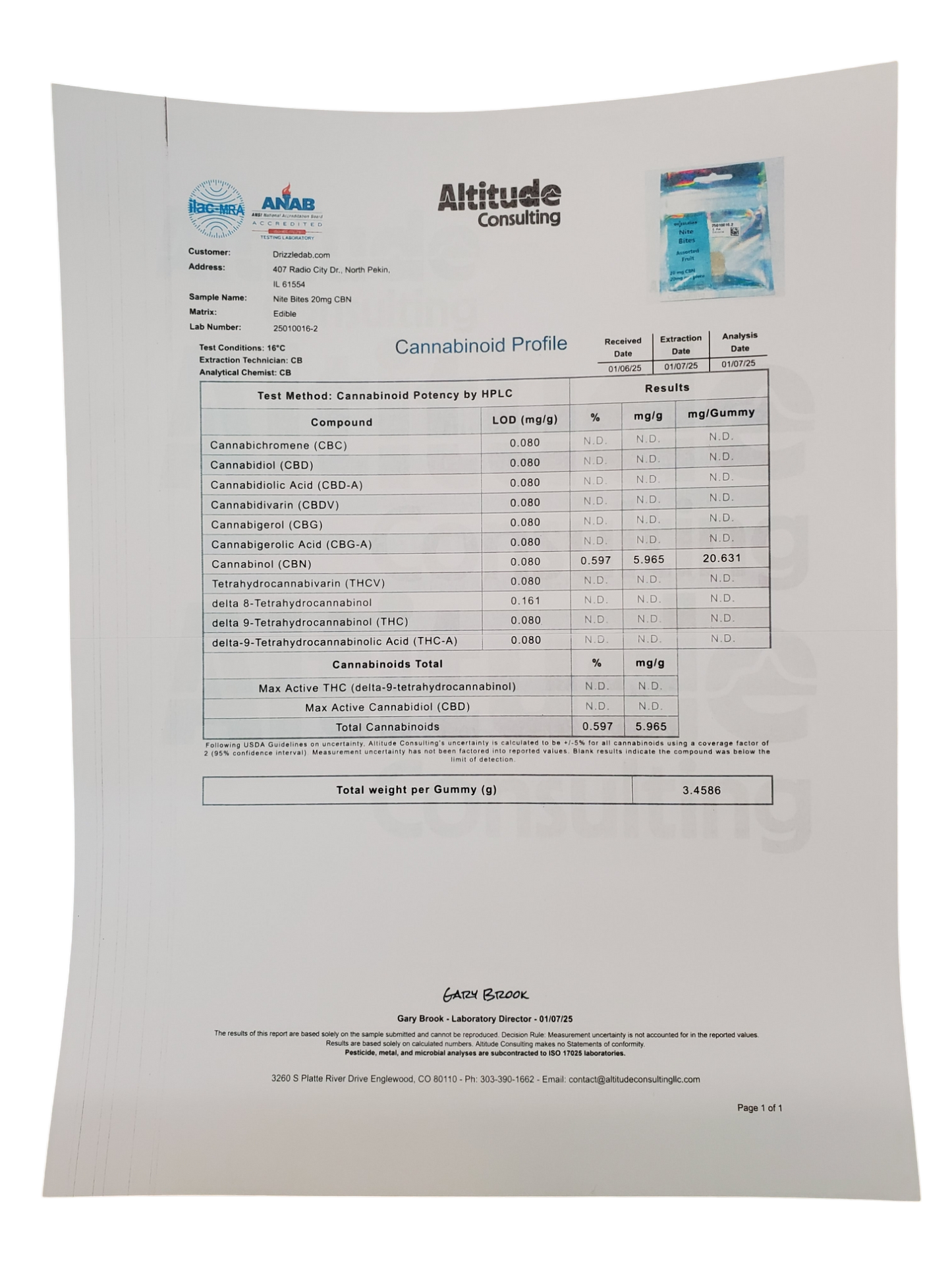 Sugar Free Nite Bites CBN Pectin Gummies 500 mg Green Apple