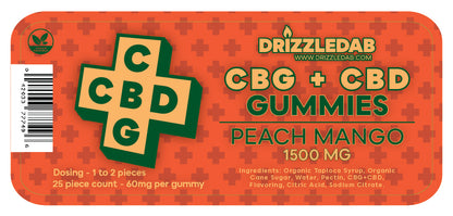 Peach Mango CBG + CBD Pectin 1500mg Gummies