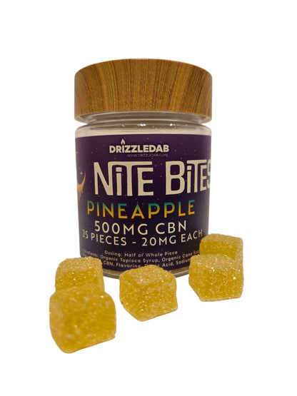 Nite Bites CBN Gummies 500mg Pineapple Vegan natural color