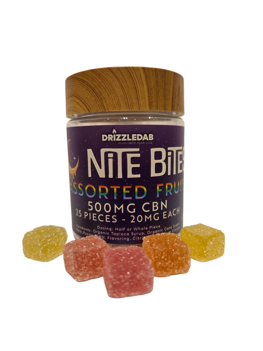 Nite Bites CBN Gummies 500mg Assorted Fruit vegan natural colors
