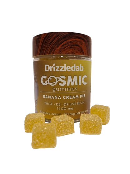 Cosmic Gummies Banana Cream Pie 1500mg THCA + THC8 + D9 Live Resin
