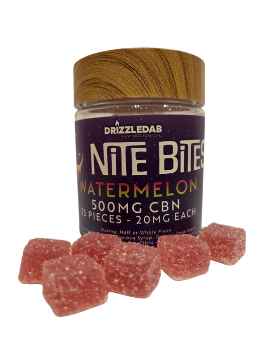 Nite Bites CBN Gummies 500mg Watermelon Vegan Natural Color