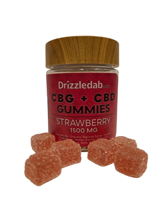 Strawberry CBG + CBD Pectin 1500mg Gummies Organic All Natural base Vegan