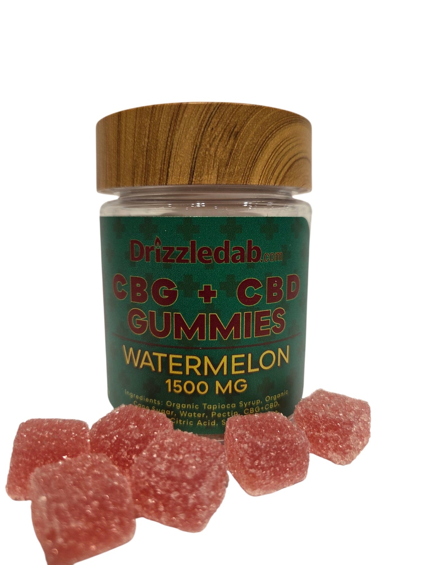 Watermelon CBG + CBD Pectin 1500mg Gummies Organic All Natural base Vegan